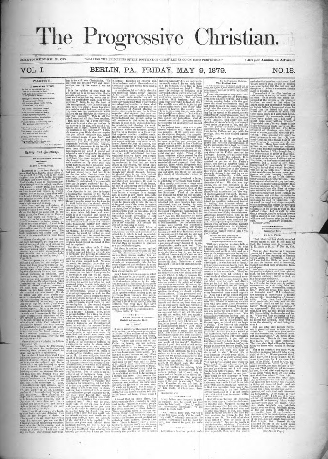 The Progressive Christian v.1 n.18 (May 9, 1879) Thumbnail