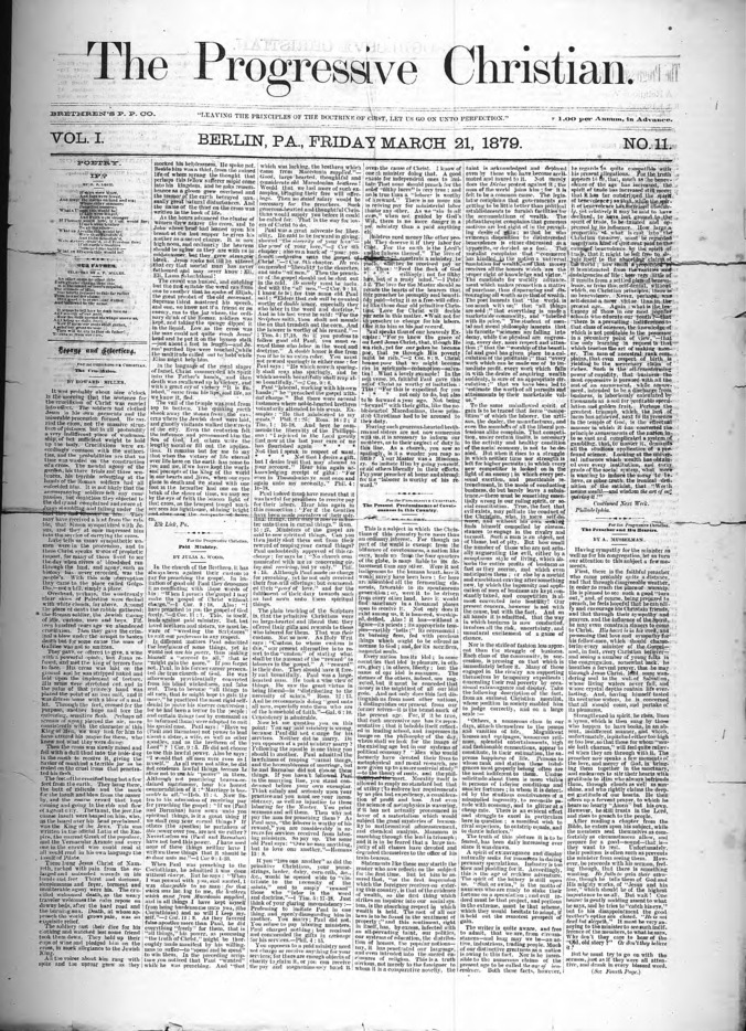 The Progressive Christian v.1 n.11 (Mar. 21, 1879) Thumbnail