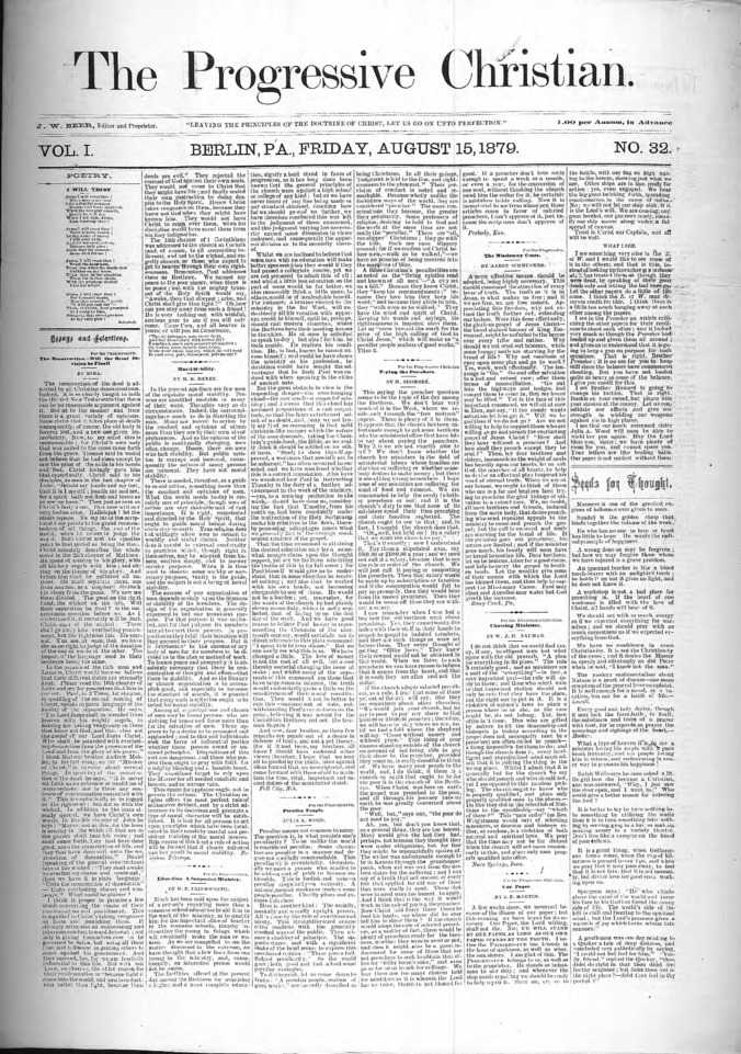 The Progressive Christian v.1 n.32 (August 15, 1879) | ID: 54c7413c ...