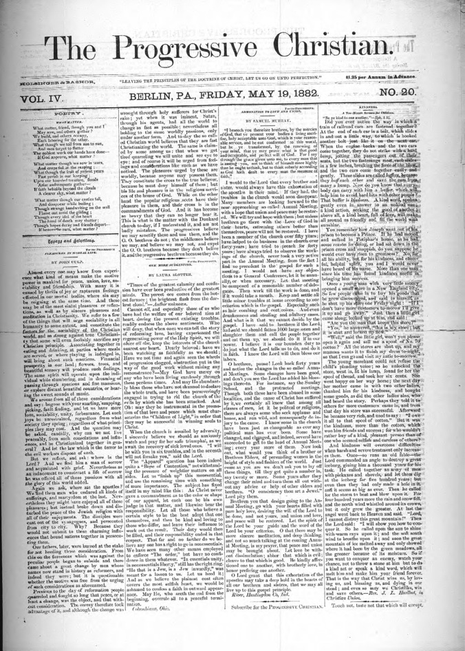 The Progressive Christian v.4 n.20 (May 19, 1882) Thumbnail