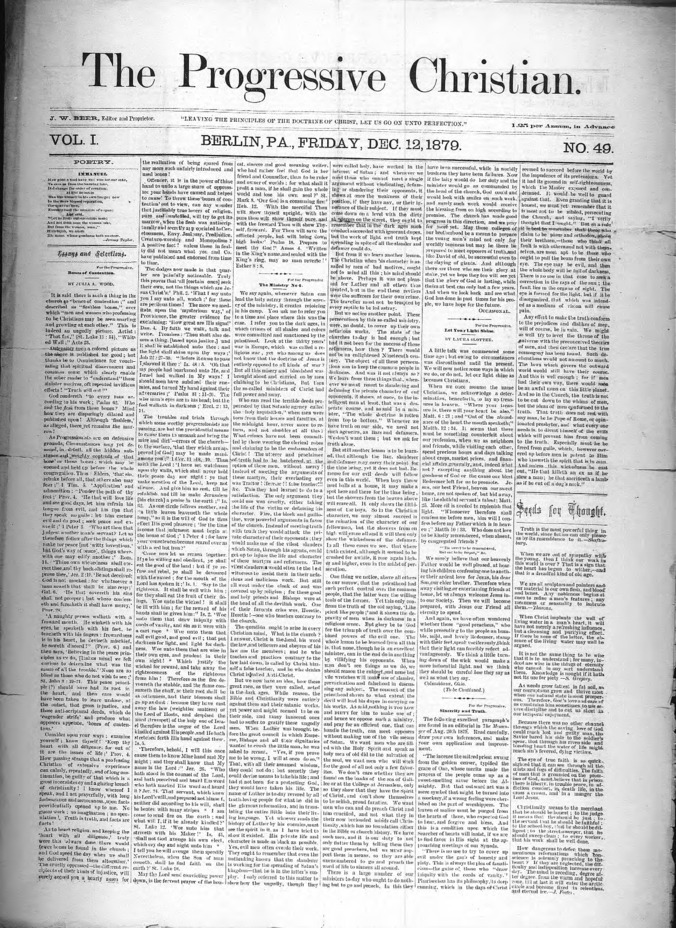 The Progressive Christian v.1 n.49 (December 12, 1879) Thumbnail