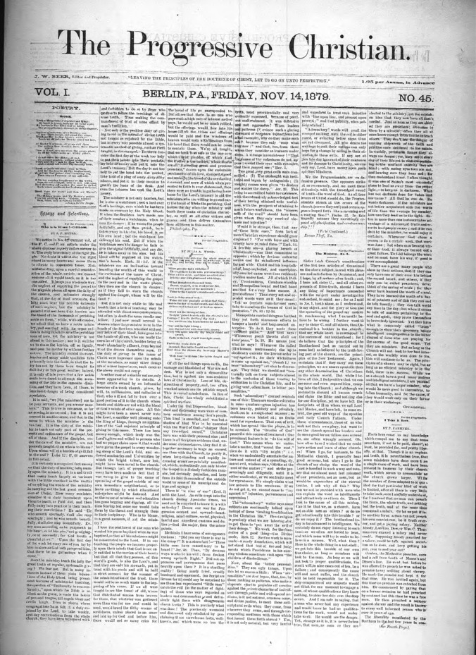 The Progressive Christian v.1 n.45 (November 14, 1879) Thumbnail
