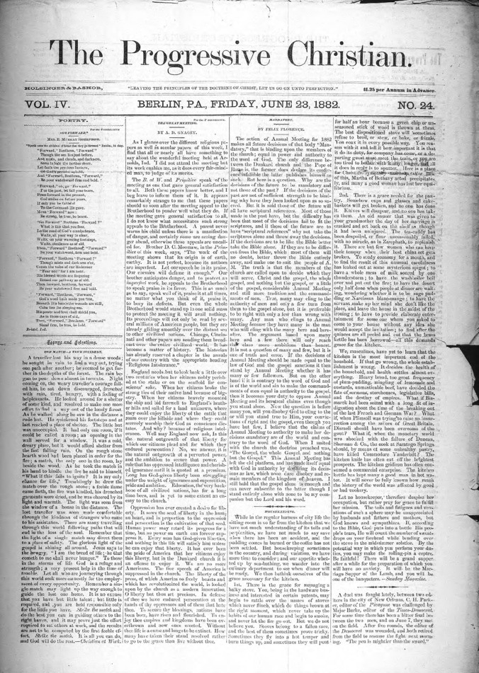 The Progressive Christian v.4 n.24 (June 23, 1882) Thumbnail