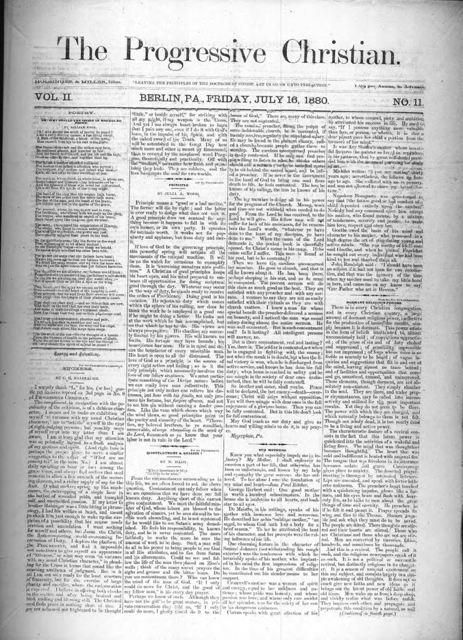 The Progressive Christian v.2 n. 11(July 16, 1880) Thumbnail