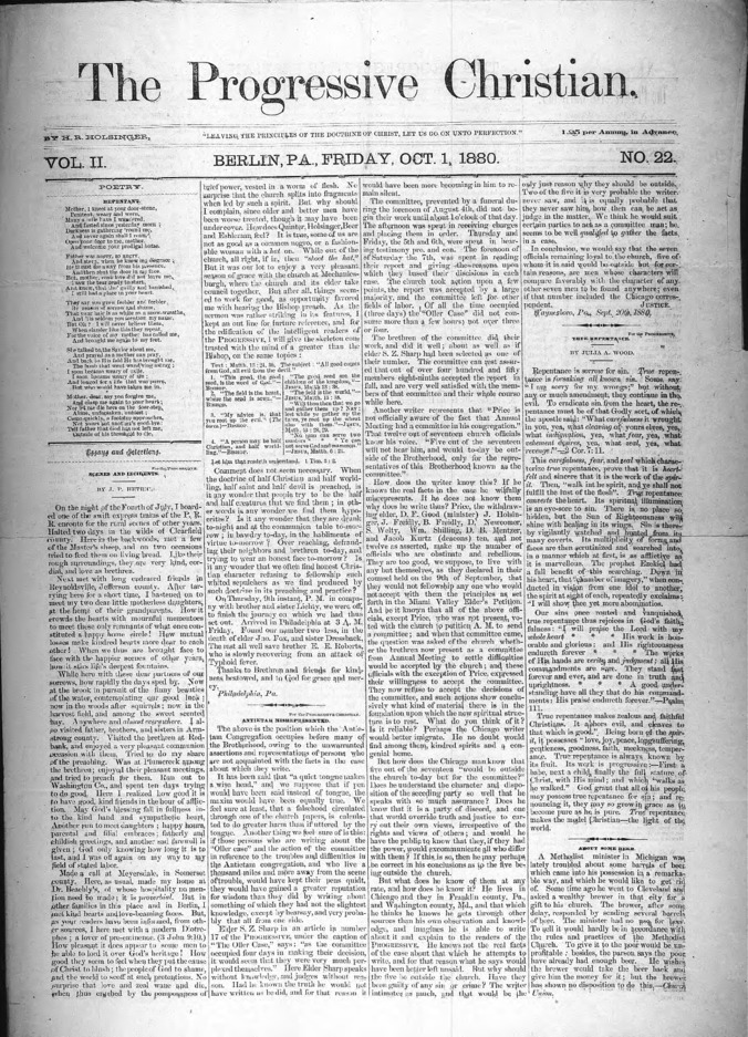 The Progressive Christian v.2 n.22 (Oct 1, 1880) Thumbnail