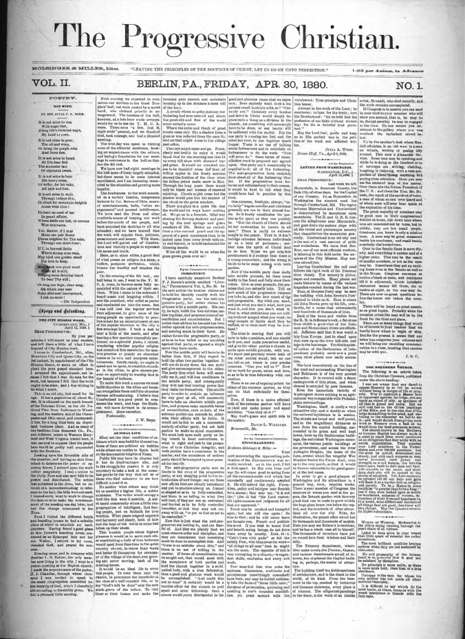 The Progressive Christian v.2 n.1 (April 30, 1880) Thumbnail