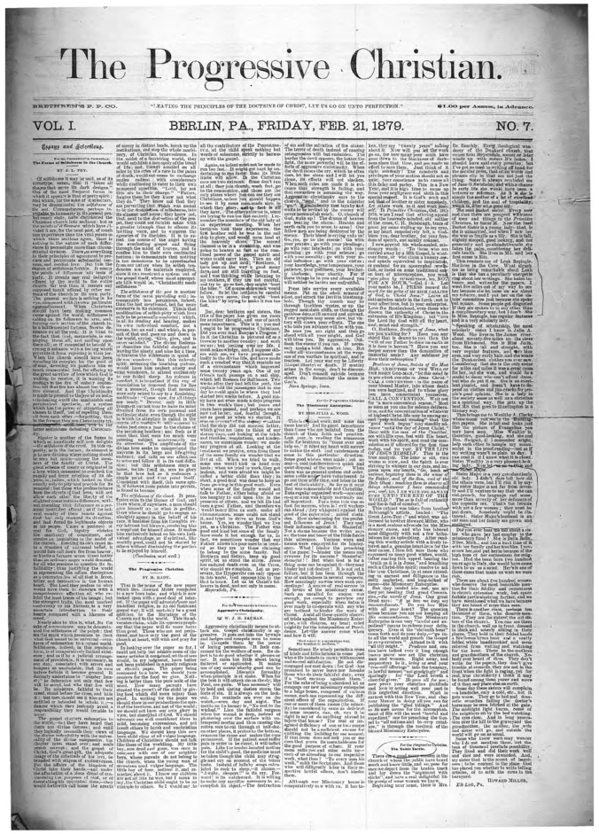  The Progressive Christian v.1 n.7 (Feb. 21, 1879) Thumbnail