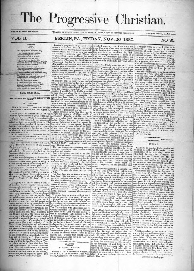 The Progressive Christian v.2 n.30 (Nov 26, 1880) Thumbnail