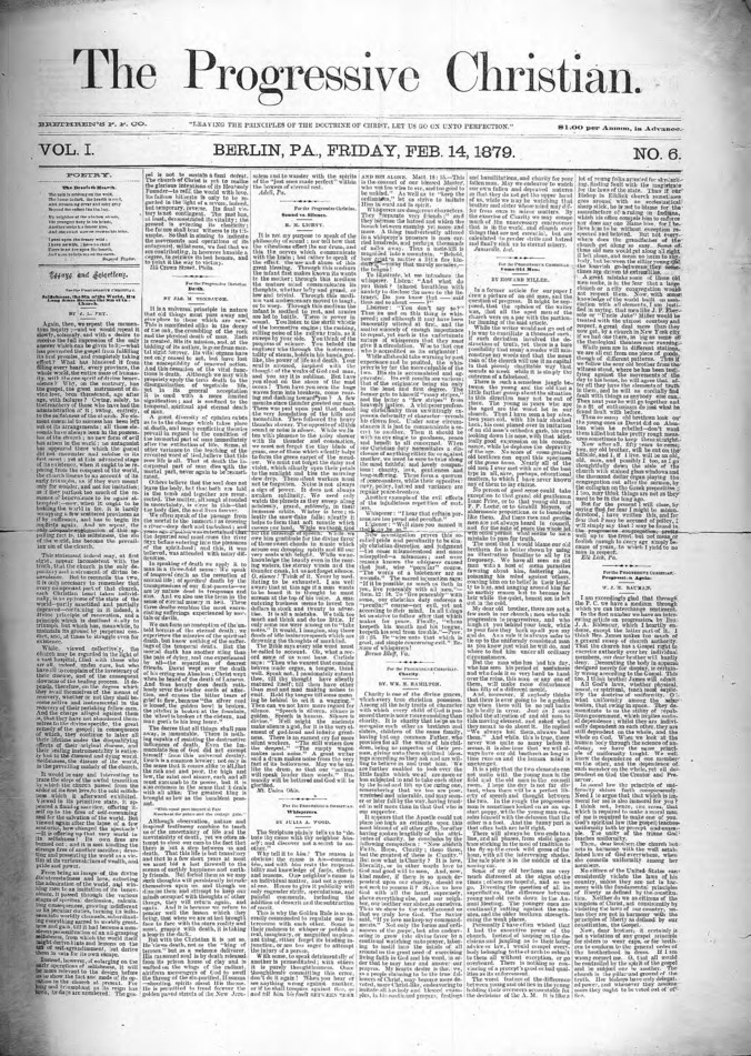 The Progressive Christian v.1 n.6 (Feb. 14, 1879) Thumbnail