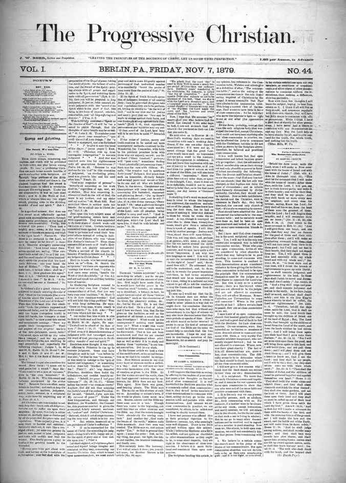 The Progressive Christian v.1 n.44 (November 7, 1879) Thumbnail