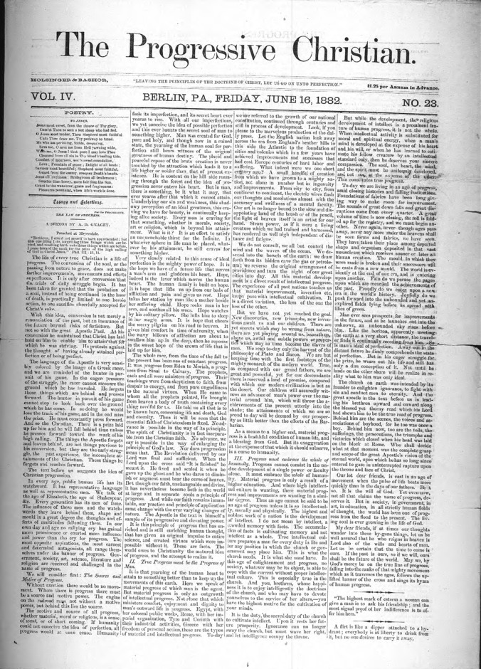 The Progressive Christian v.4 n.23 (une 16, 1882) Thumbnail