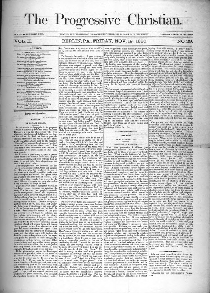 The Progressive Christian v.2 n.29 (Nov 19, 1880) Thumbnail