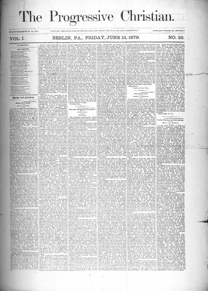 The Progressive Christian v.1 n.23 (June 13, 1879) Thumbnail