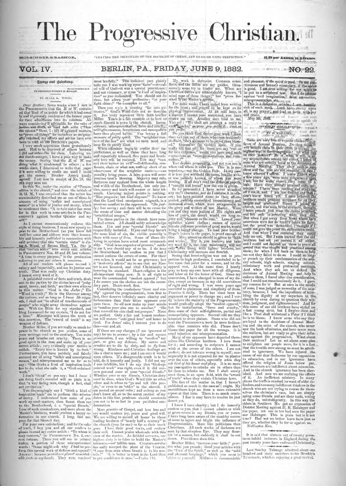 The Progressive Christian v.4 n.22 (June 9, 1882) Thumbnail
