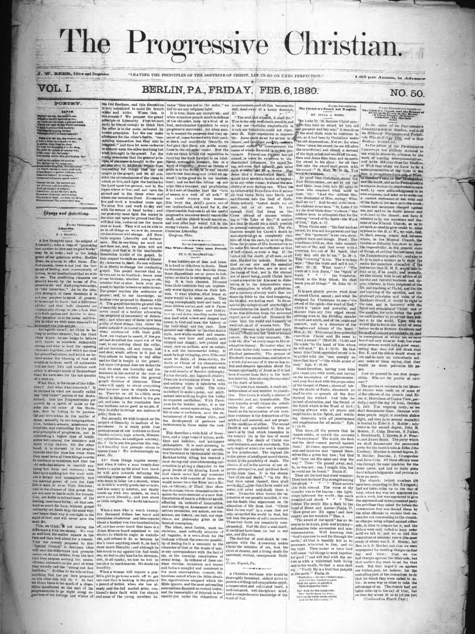 The Progressive Christian v.1 n.50 (February 6, 1880) Thumbnail