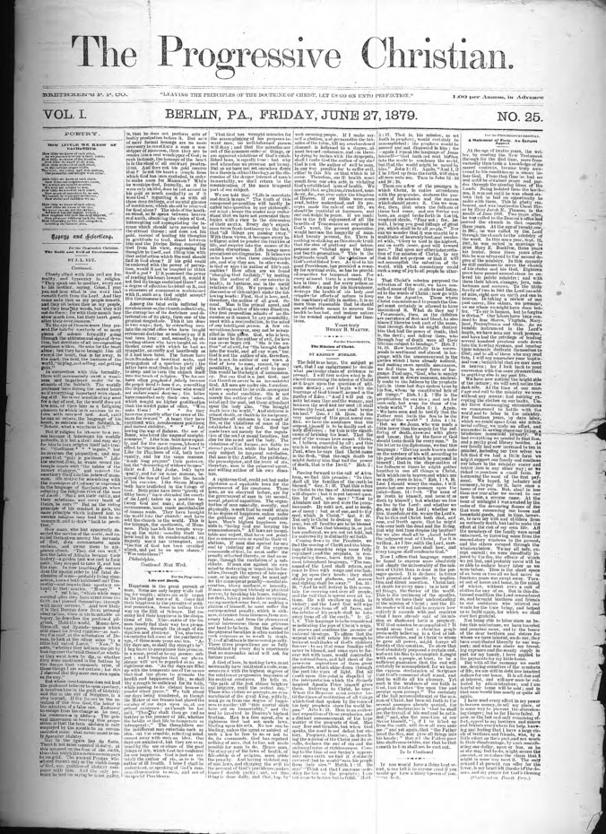 The Progressive Christian v.1 n.25 (June 27, 1879) Thumbnail