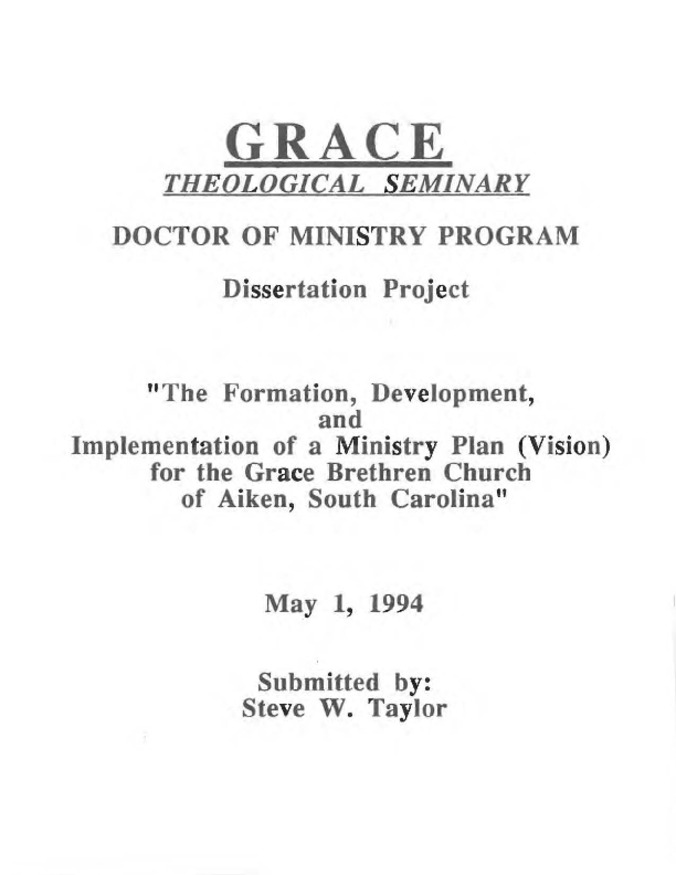 Grace Seminary Theses and Dissertations Thumbnail