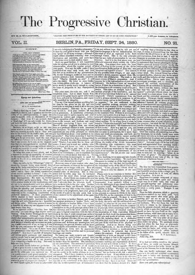 The Progressive Christian v.2 n.21 (Sept 24, 1880) Thumbnail