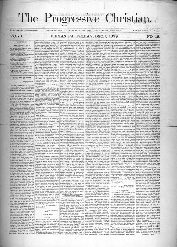 The Progressive Christian v.1 n.48 (December 5, 1879) Thumbnail