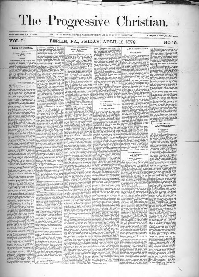 The Progressive Christian v.1 n.15 (Apr. 18, 1879) Thumbnail
