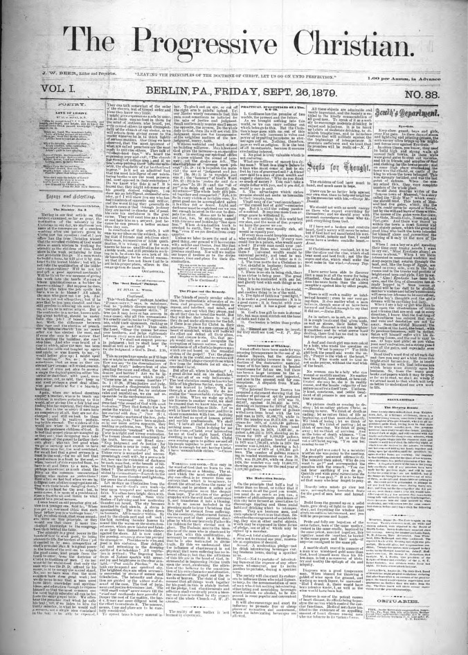 The Progressive Christian v.1 n.38 (September 26, 1879) Thumbnail